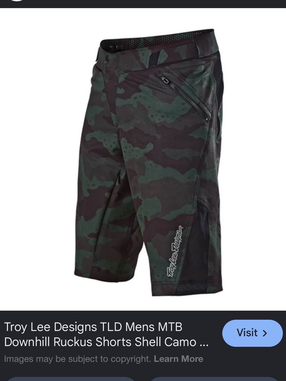 Troy Lee designs Ruckus men’s bike shorts MTB XL Camo